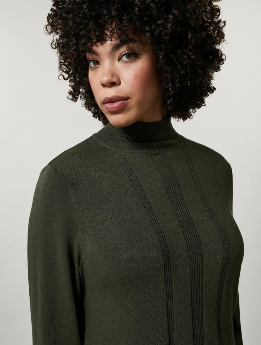 Vetements Marina Rinaldi | Pull En Viscose Extensible Vert Fonce