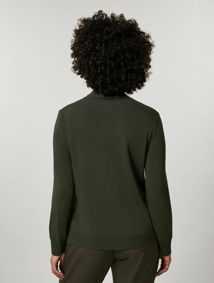 Vetements Marina Rinaldi | Pull En Viscose Extensible Vert Fonce