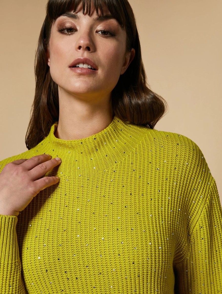 Vetements Marina Rinaldi | Pull En Laine Melangee Jaune