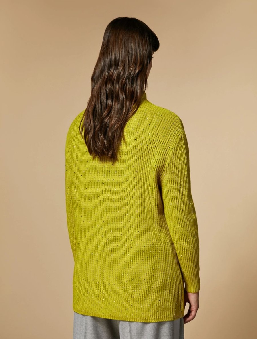 Vetements Marina Rinaldi | Pull En Laine Melangee Jaune