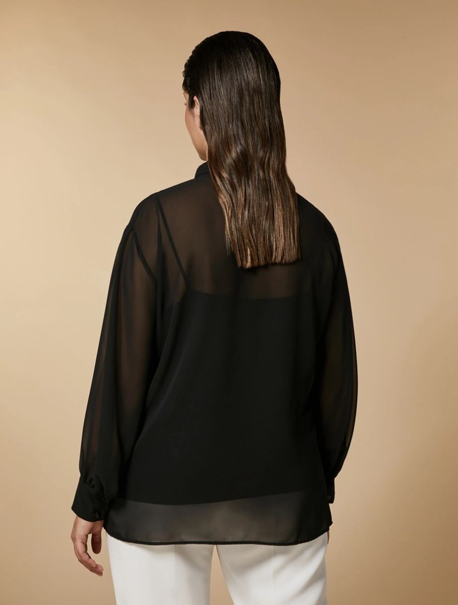 Vetements Marina Rinaldi | Chemise En Crepe Georgette Noir