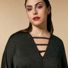 Vetements Marina Rinaldi | Pull En Viscose Lurex Vert Fonce