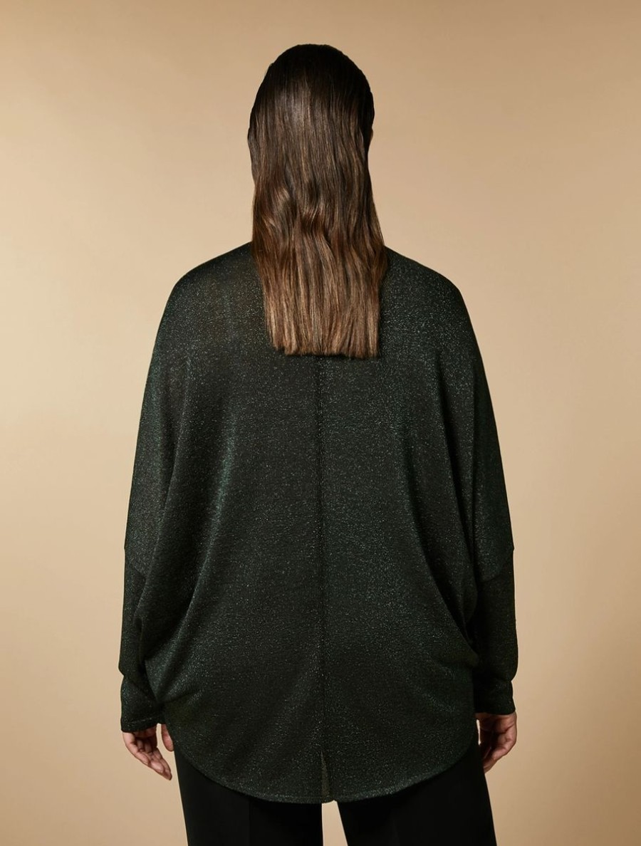 Vetements Marina Rinaldi | Pull En Viscose Lurex Vert Fonce