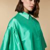 Vetements Marina Rinaldi | Tunique En Shantung De Soie Vert