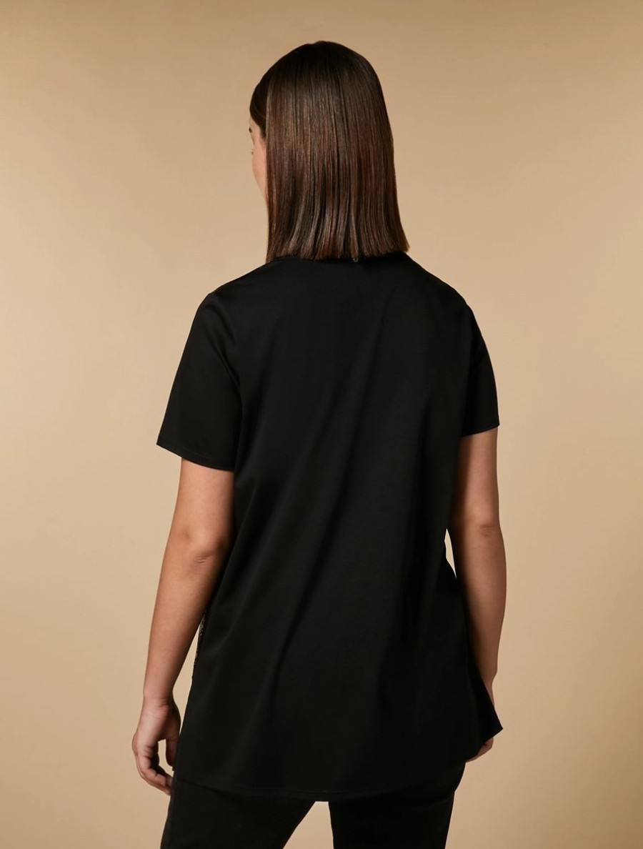 Vetements Marina Rinaldi | T-Shirt En Jersey A Sequins Noir