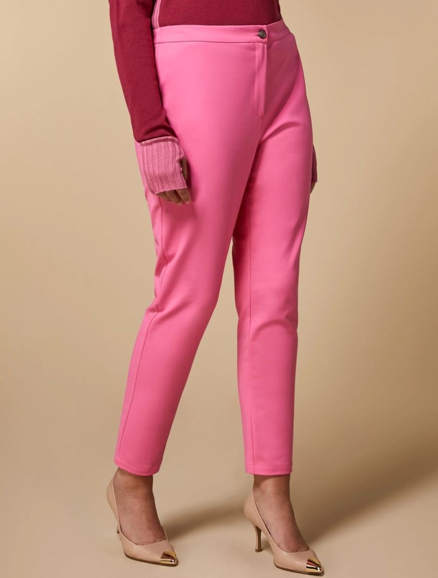 Vetements Marina Rinaldi | Pantalon En Coton Melange Rose