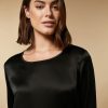 Vetements Marina Rinaldi | Blouse Carree En Satin Noir