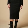 Vetements Marina Rinaldi | Jupe En Jersey Avec Empiecement En Tricot Noir