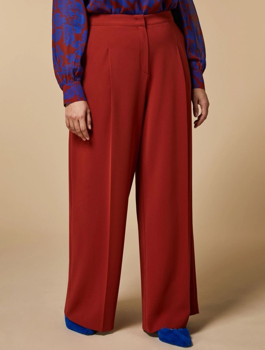 Vetements Marina Rinaldi | Pantalon Palazzo En Triacetate Rouiller