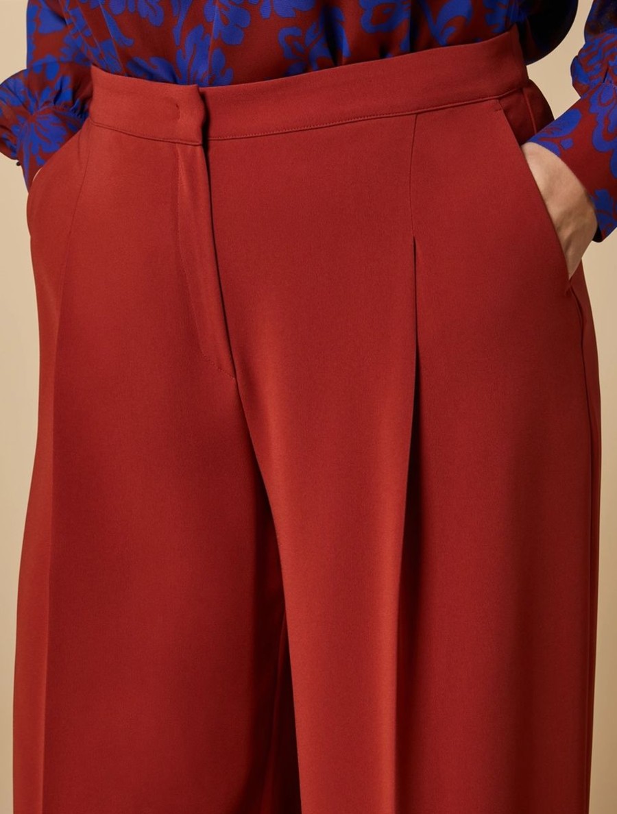 Vetements Marina Rinaldi | Pantalon Palazzo En Triacetate Rouiller