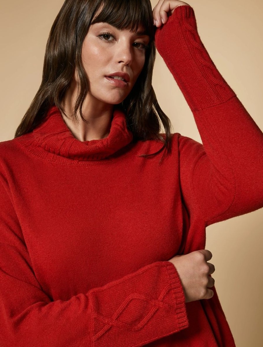 Vetements Marina Rinaldi | Pull En Laine Et Cachemire Rouge