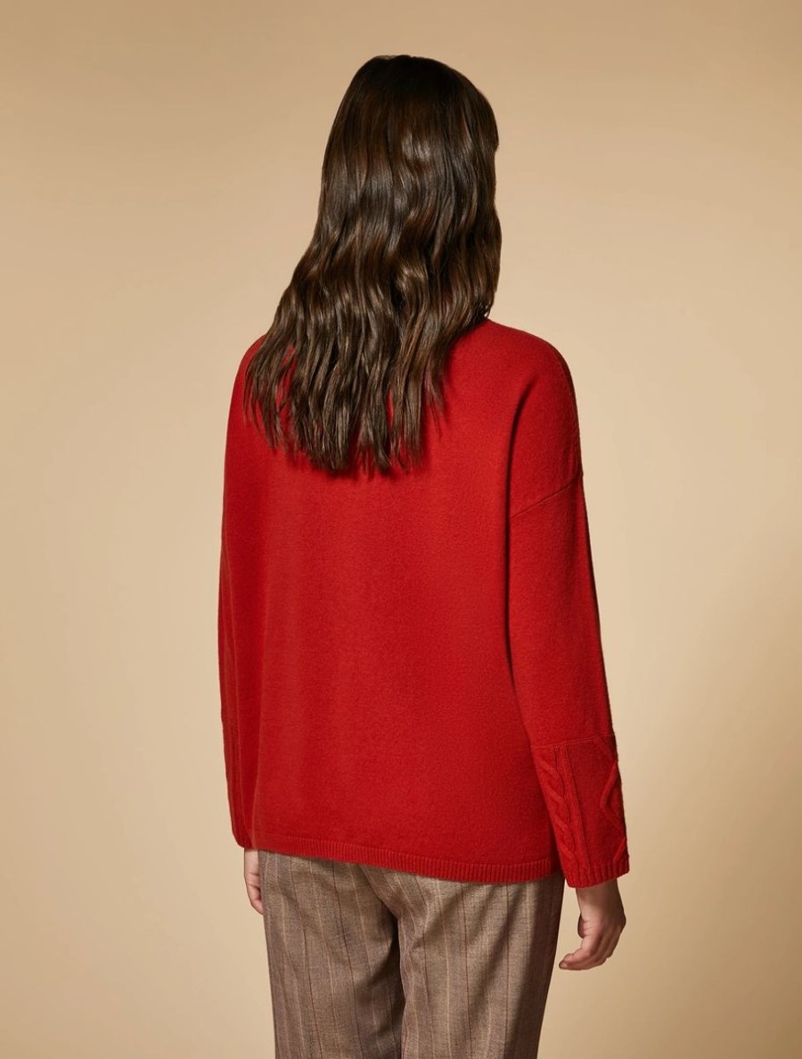 Vetements Marina Rinaldi | Pull En Laine Et Cachemire Rouge