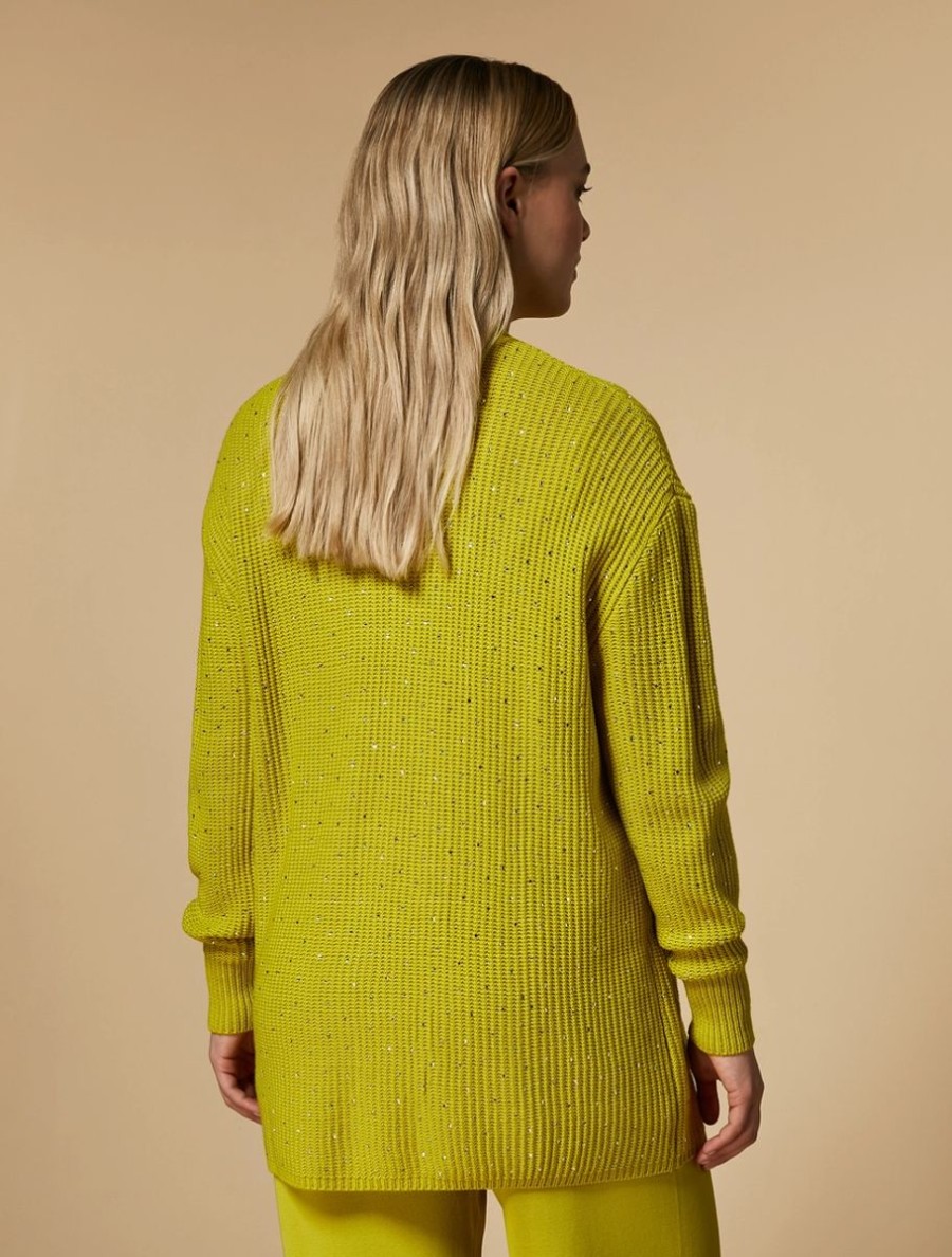 Vetements Marina Rinaldi | Cardigan En Laine Melangee Jaune