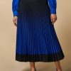 Vetements Marina Rinaldi | Jupe Longue Plissee En Crepe De Chine Bleu De Chine