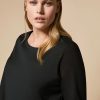 Vetements Marina Rinaldi | T-Shirt En Jersey Et Popeline Noir