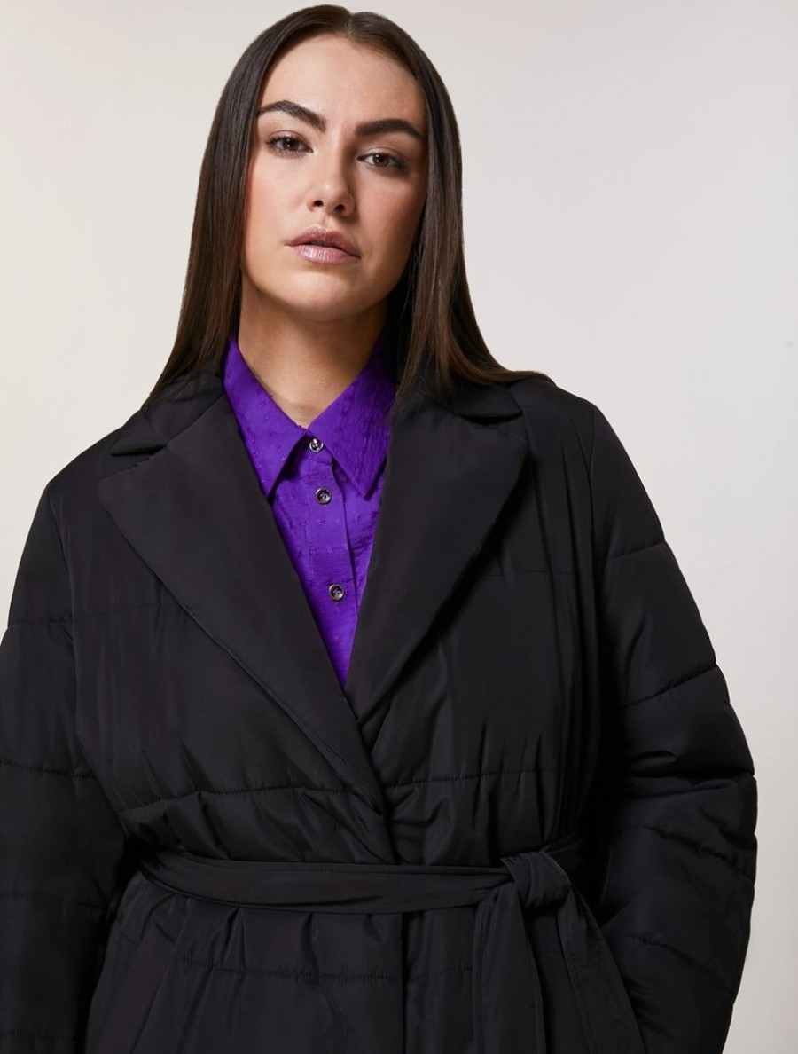 Vetements Marina Rinaldi | Manteau Matelasse Resistant A L'Eau Noir