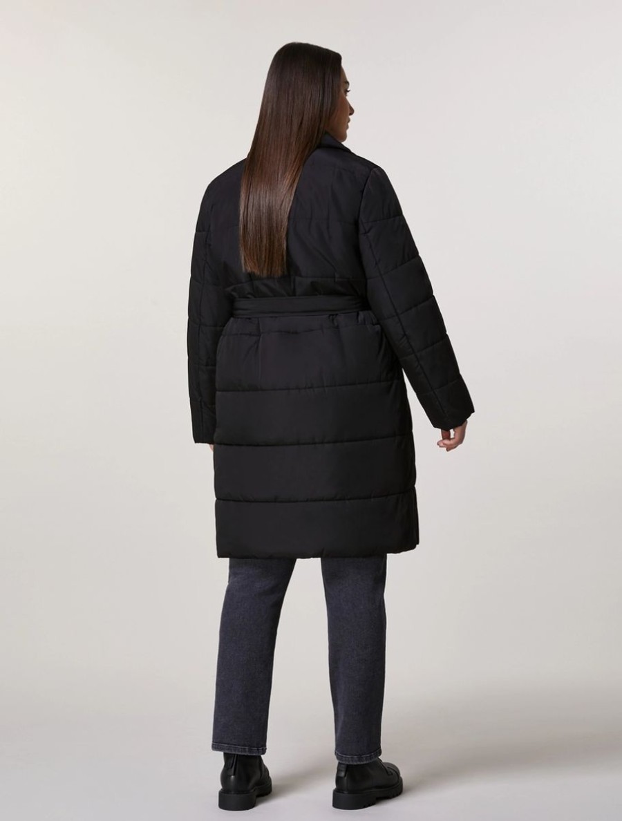 Vetements Marina Rinaldi | Manteau Matelasse Resistant A L'Eau Noir