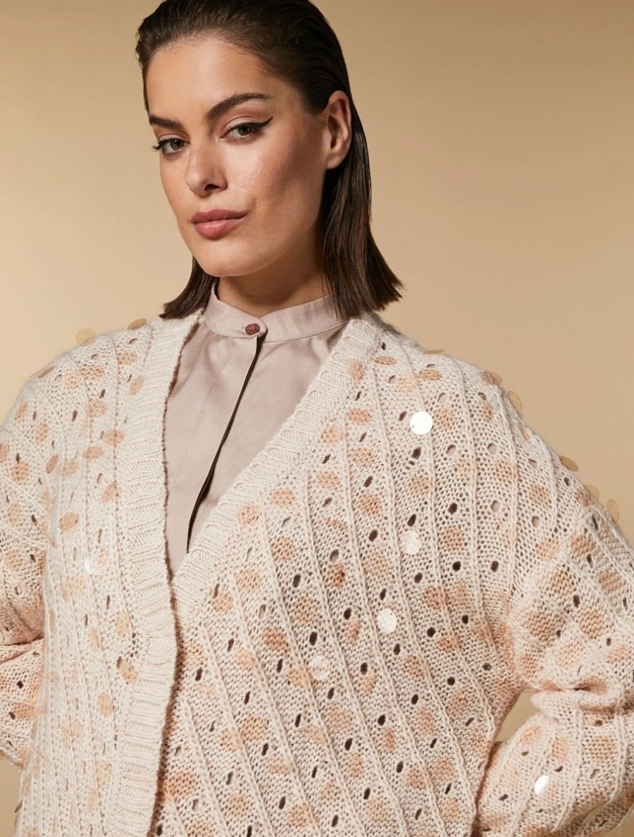 Vetements Marina Rinaldi | Cardigan En Alpaga Melange A Sequins Colonial