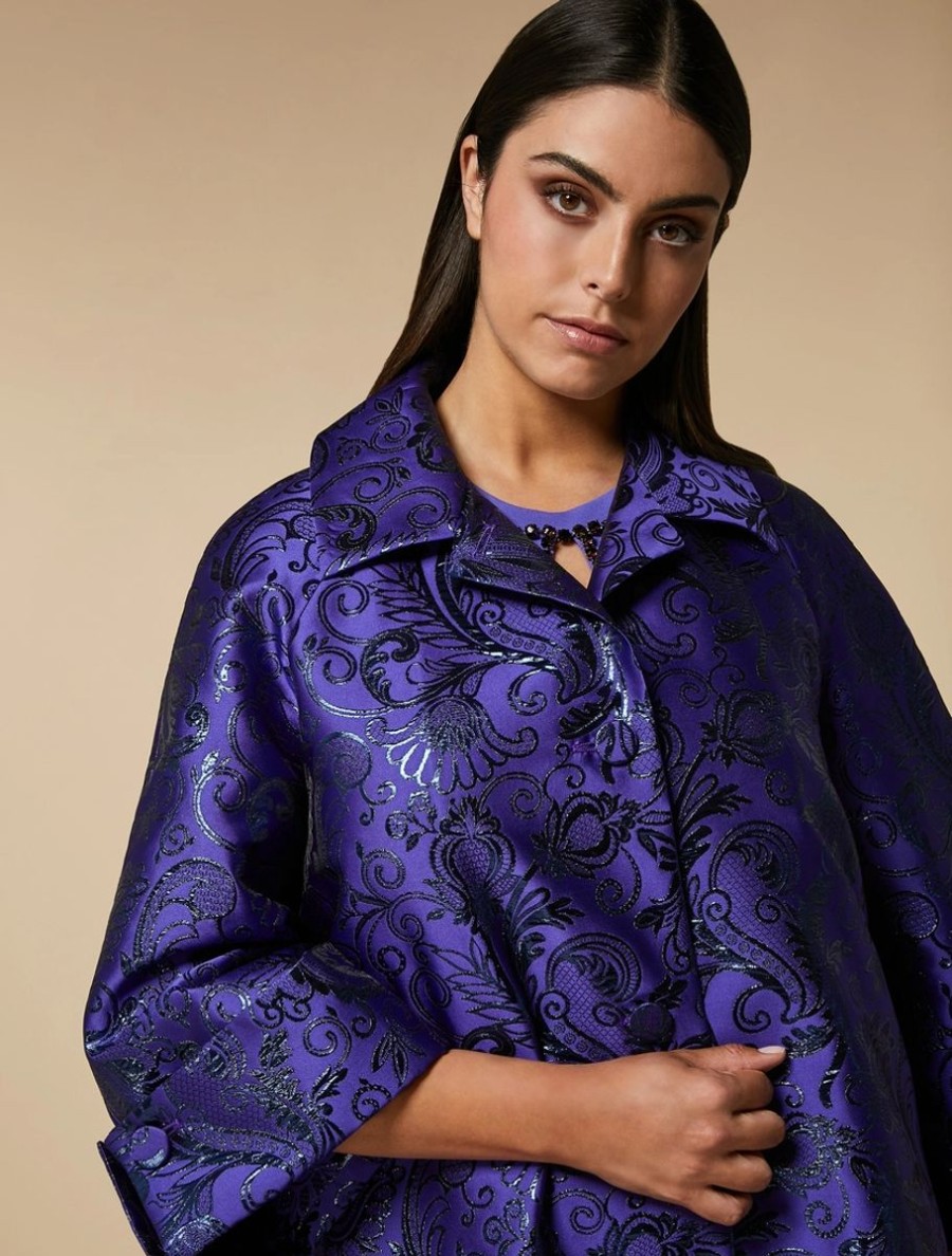 Vetements De Ceremonie Marina Rinaldi | Manteau En Lame Jacquard Violet