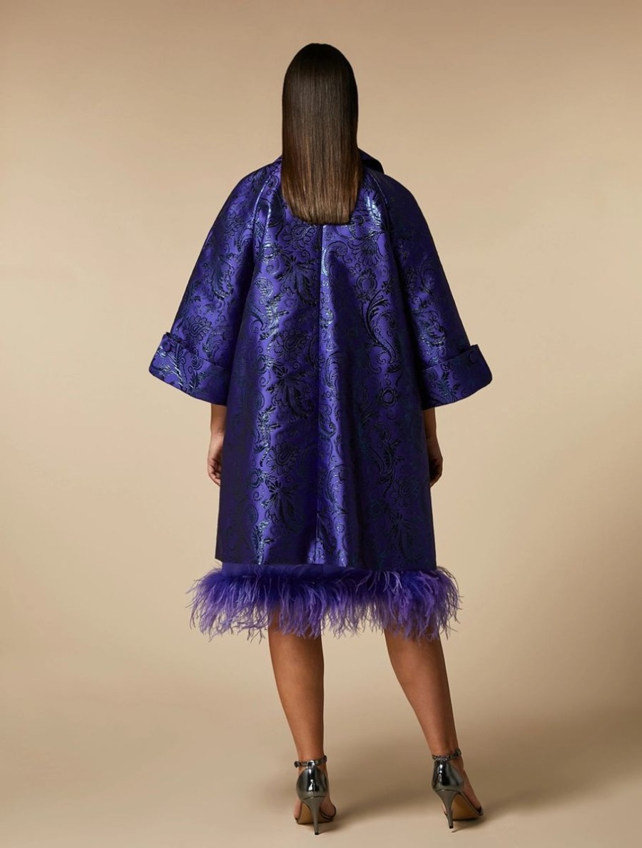 Vetements De Ceremonie Marina Rinaldi | Manteau En Lame Jacquard Violet