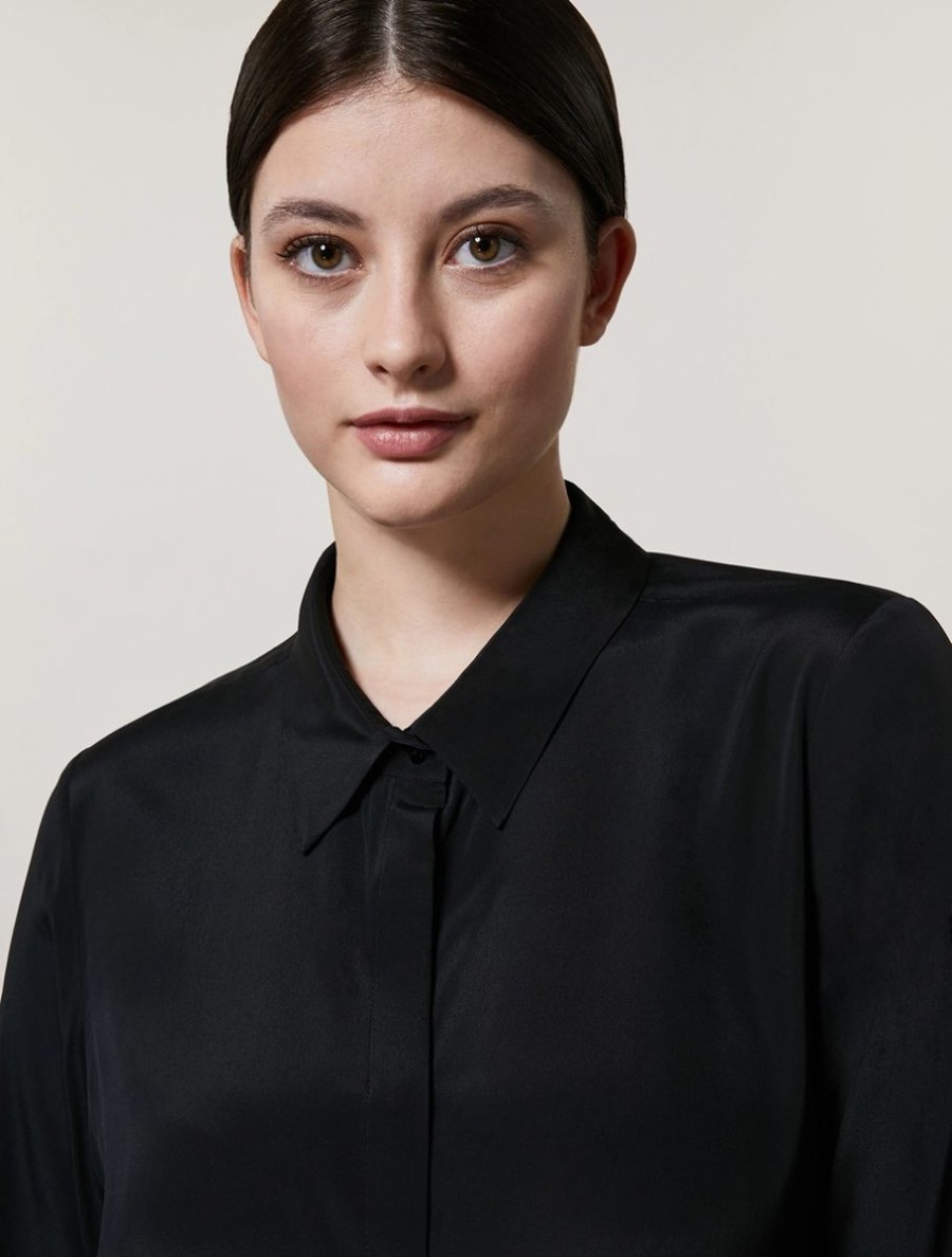 Vetements Marina Rinaldi | Chemise En Soie Melangee Noir