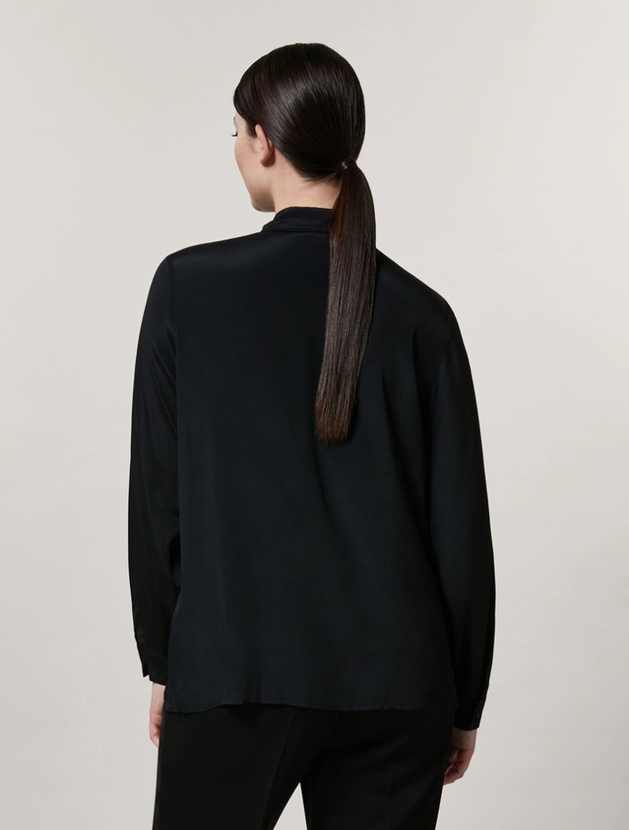 Vetements Marina Rinaldi | Chemise En Soie Melangee Noir