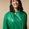 Vetements Marina Rinaldi | Veste En Cuir Nappa Vert