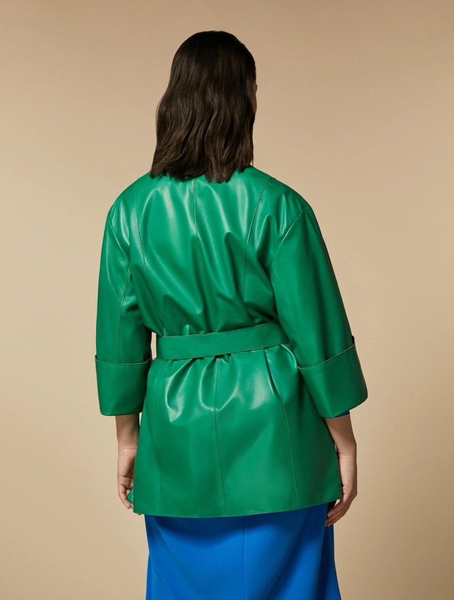 Vetements Marina Rinaldi | Veste En Cuir Nappa Vert