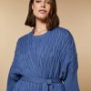 Vetements Marina Rinaldi | Cardigan En Laine Torsadee Bleu Ski