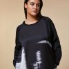 Vetements Marina Rinaldi | Robe En Jersey Scuba Et Satin Noir