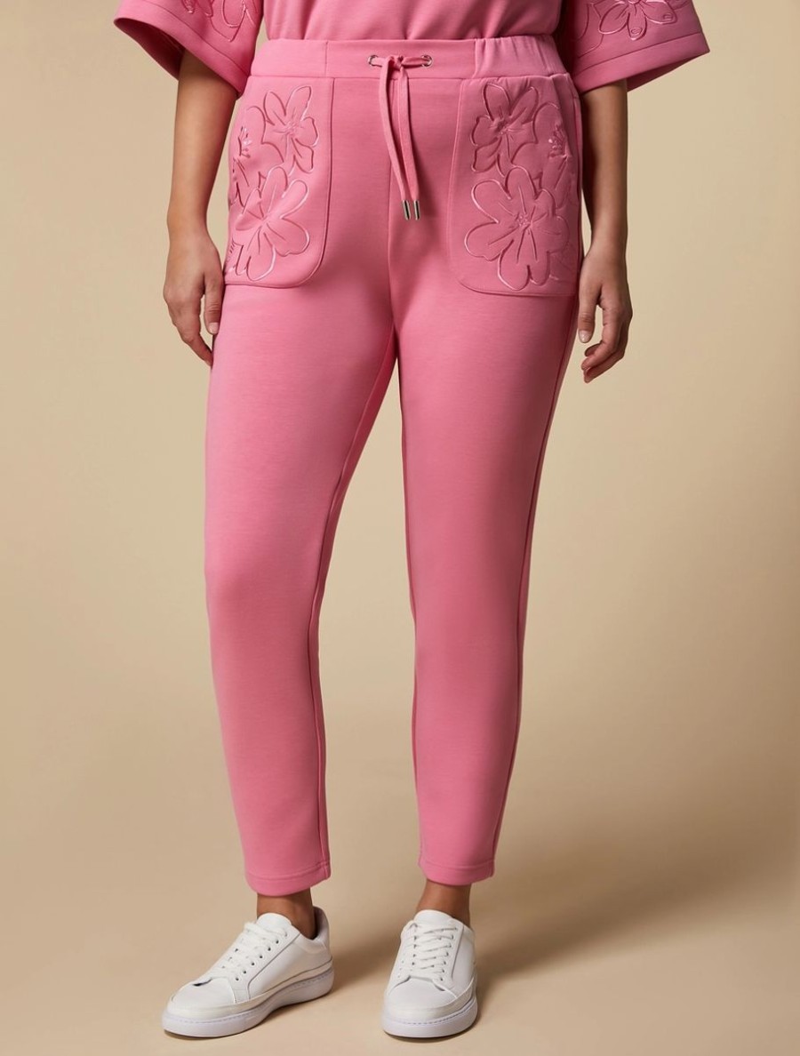 Vetements Marina Rinaldi | Le Jogger Jersey Brode Rose