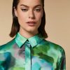 Vetements Marina Rinaldi | Chemise En Satin Imprime Vert