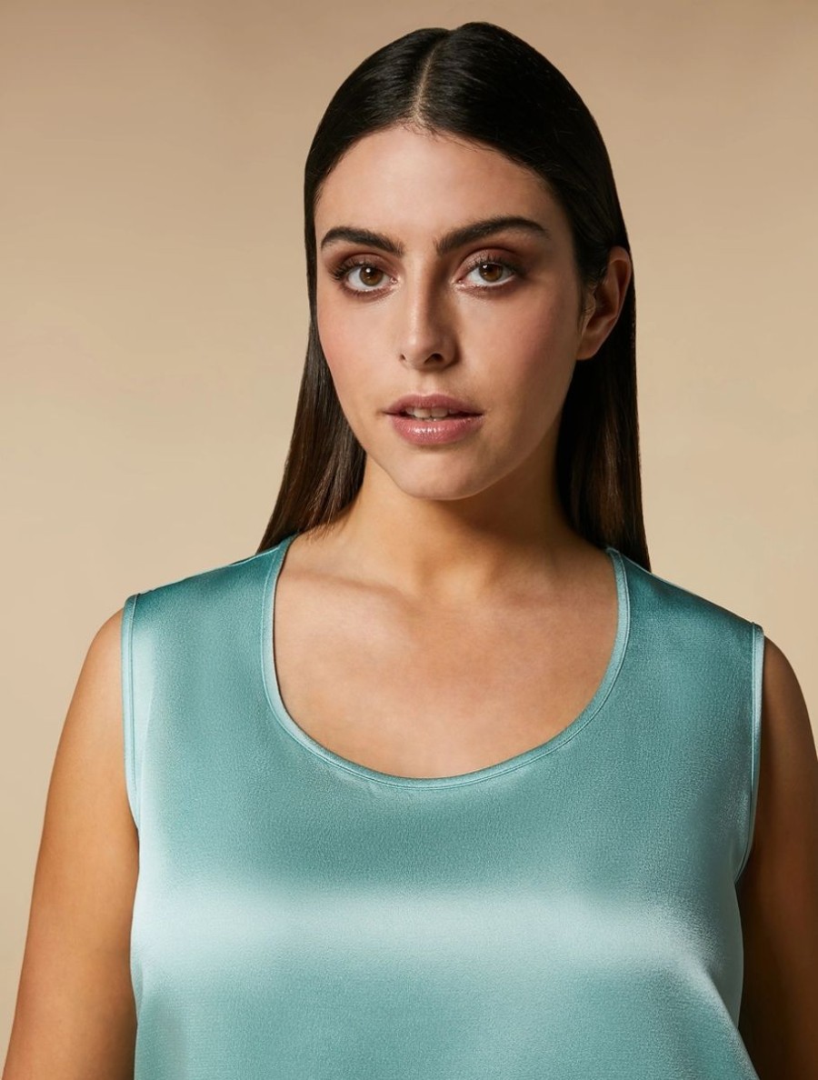 Vetements De Ceremonie Marina Rinaldi | Top En Satin Envers Vert Pastel