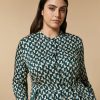 Vetements Marina Rinaldi | Robe Chemise En Serge Imprime Vert Fonce