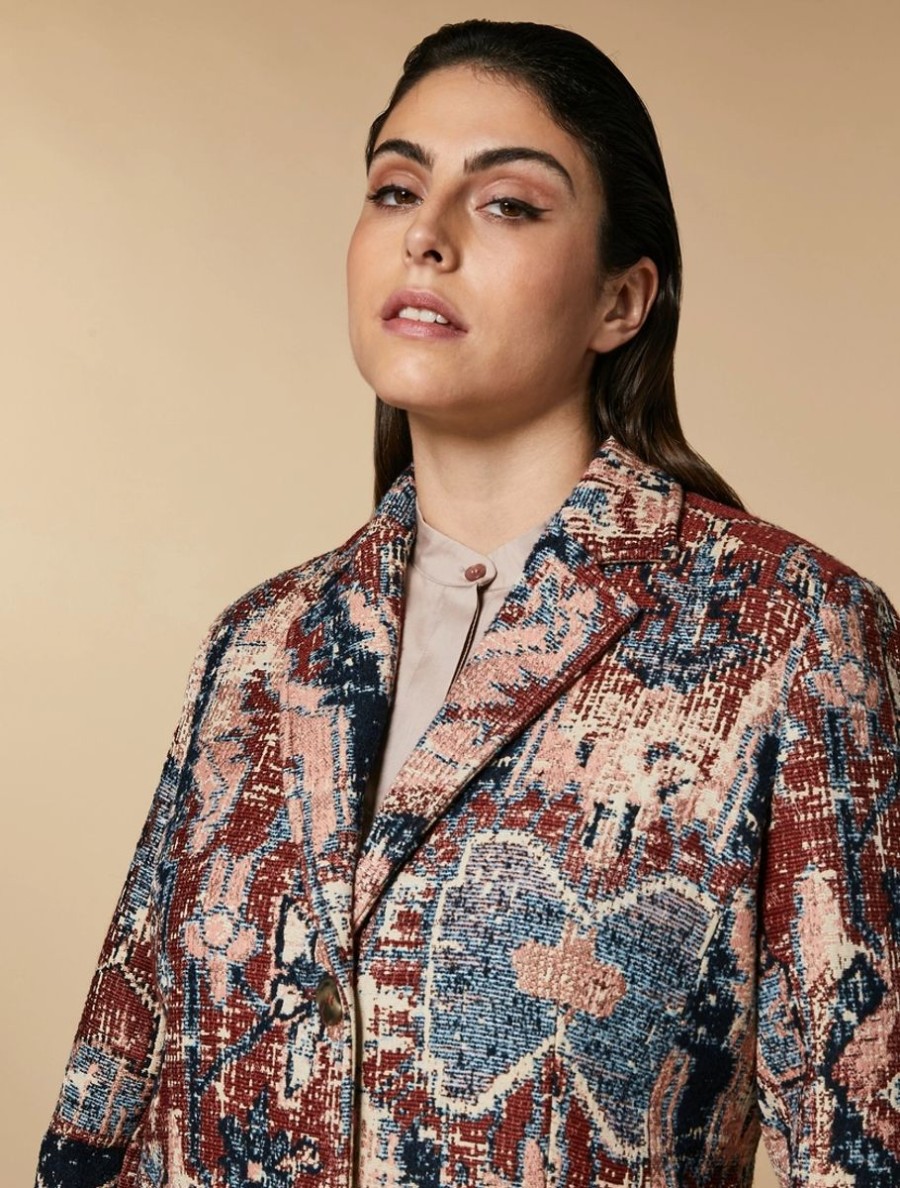 Vetements Marina Rinaldi | Manteau Jacquard Tapisserie Bordeaux