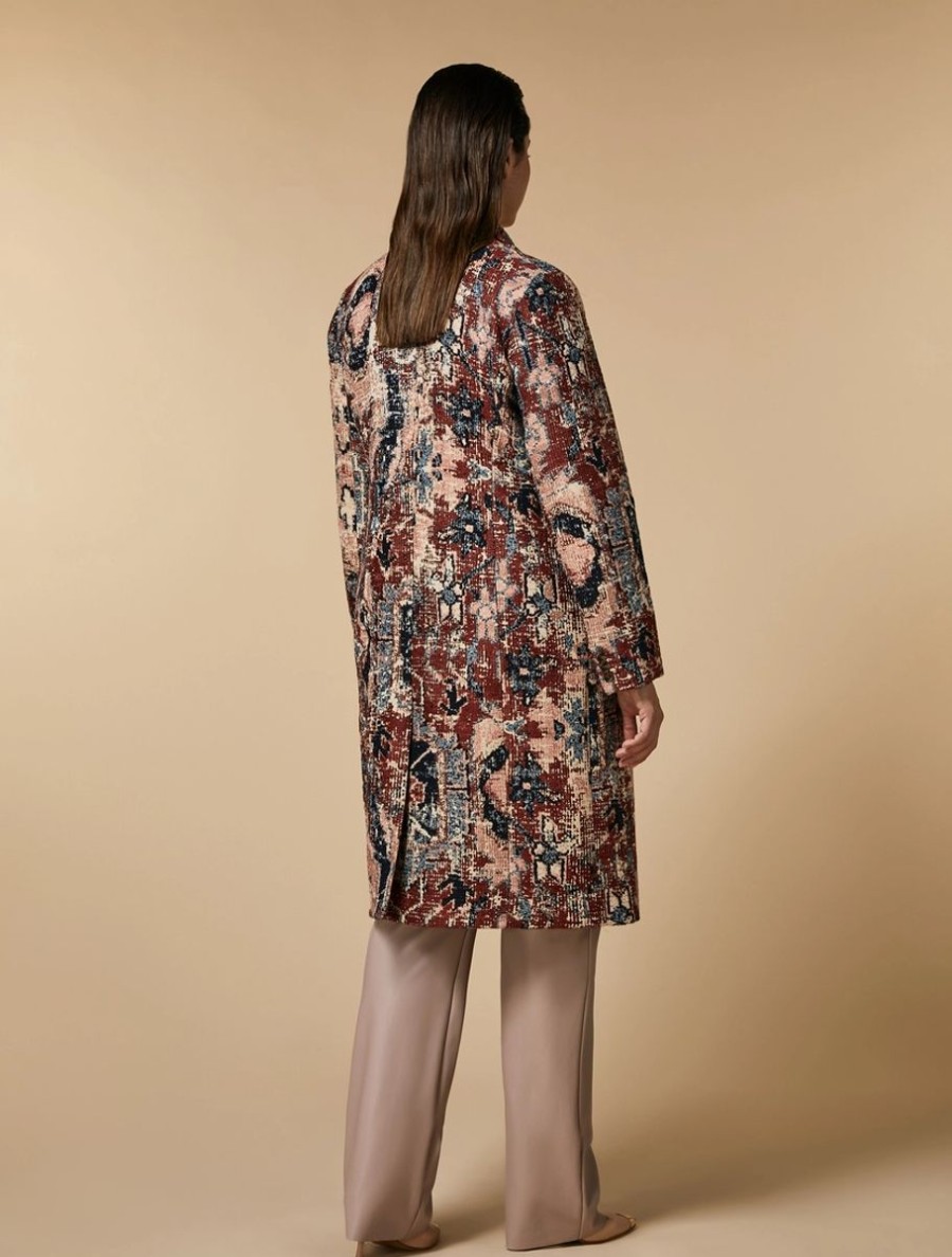 Vetements Marina Rinaldi | Manteau Jacquard Tapisserie Bordeaux