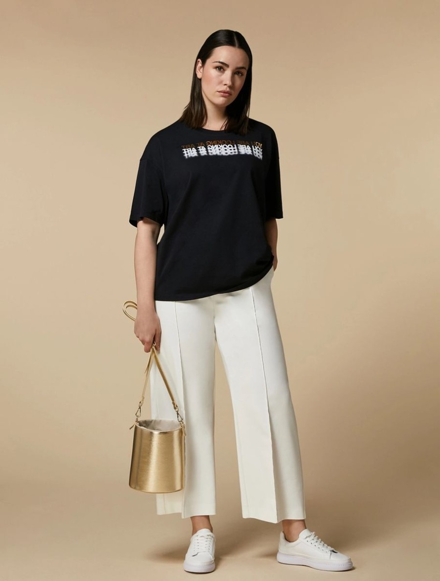 Vetements Marina Rinaldi | T-Shirt En Jersey A Imprime Bleu Nuit