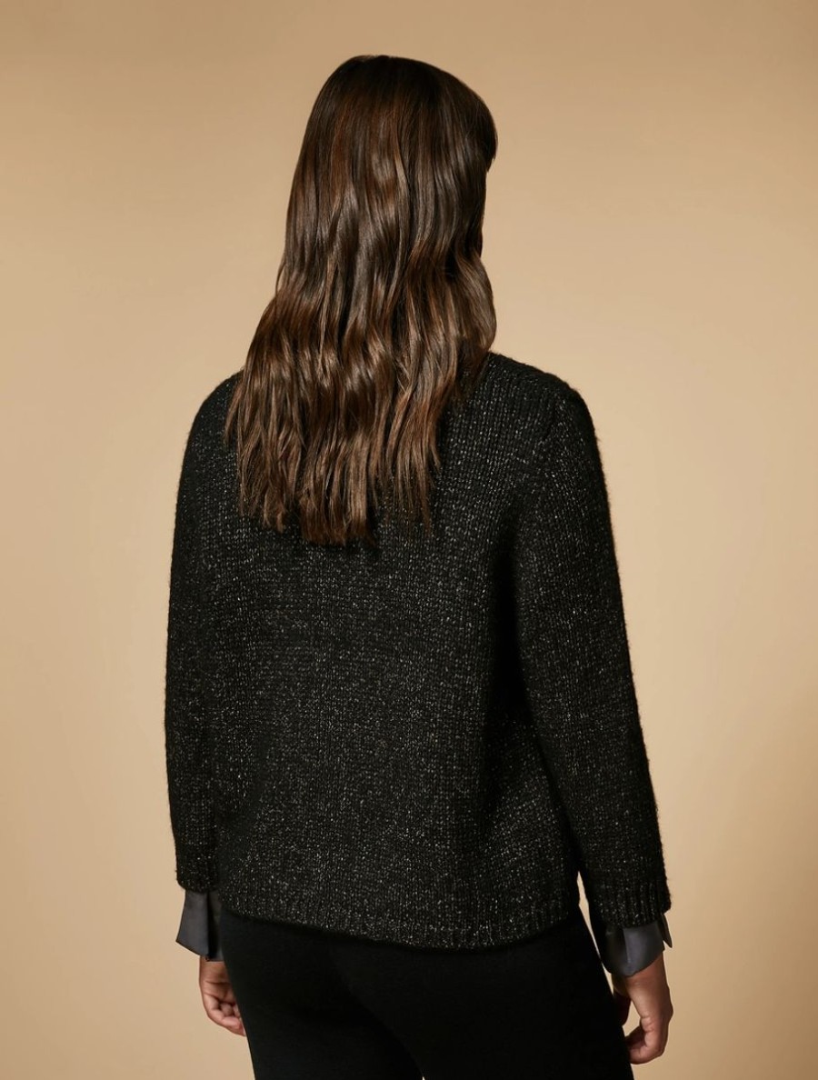 Vetements Marina Rinaldi | Cardigan En Laine Et Alpaga Noir