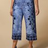 Vetements Marina Rinaldi | Pantalon En Serge Imprime Bleu De Chine