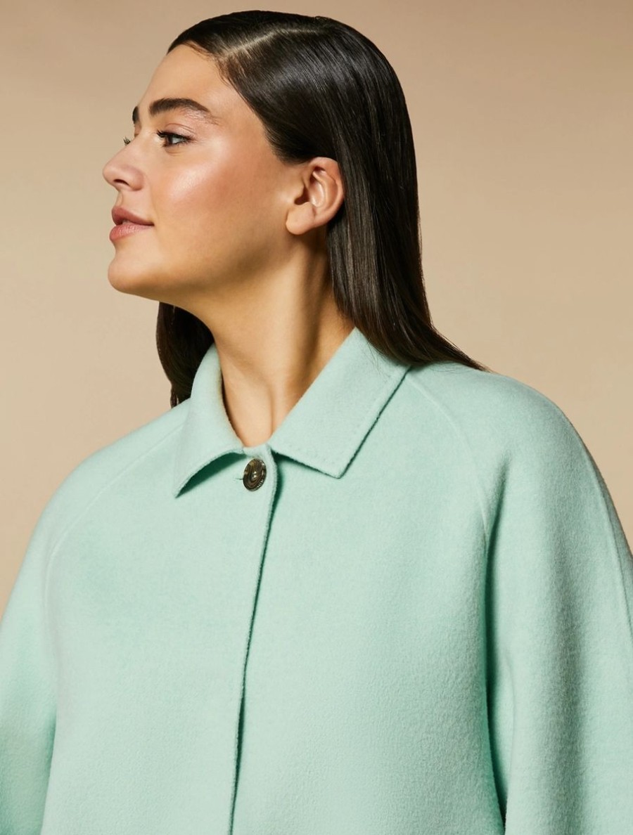 Vetements Marina Rinaldi | Veste Lourde En Laine Et Cachemire Double Face Vert Pastel