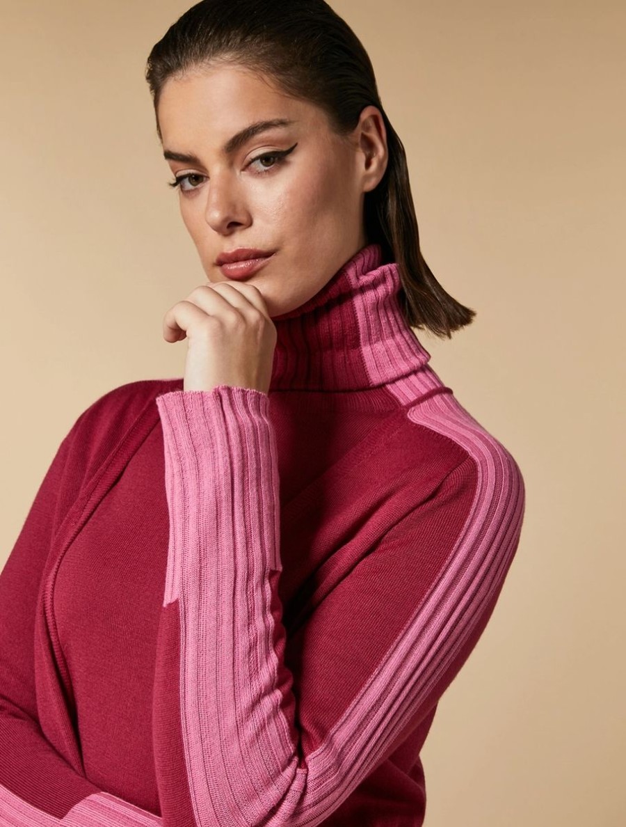 Vetements Marina Rinaldi | Cardigan En Laine Melangee Fuchsia