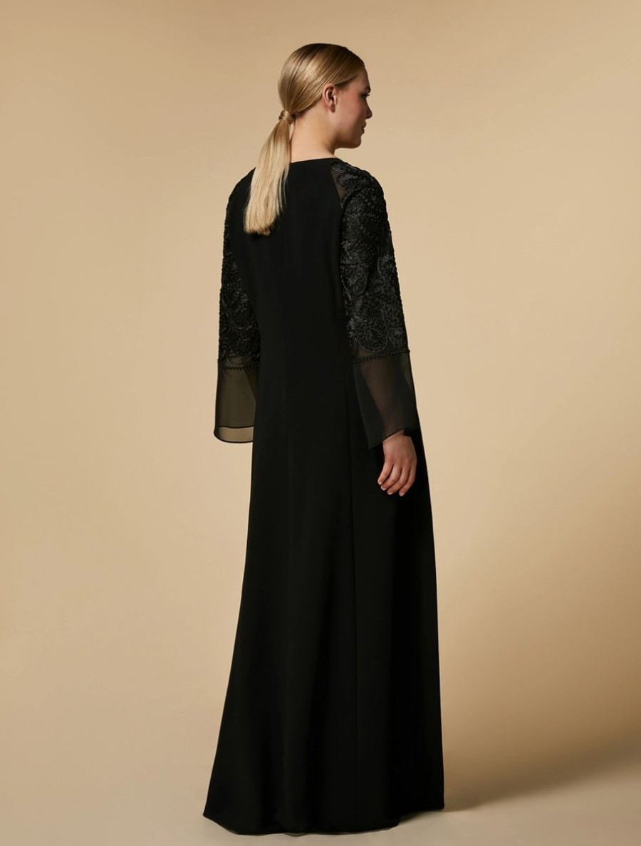 Vetements Marina Rinaldi | Robe En Triacetate Brodee Noir