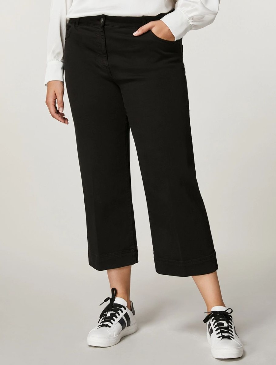 Vetements Marina Rinaldi | Pantalon En Coton Stretch Noir