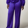 Vetements Marina Rinaldi | Pantalon En Satin Violet