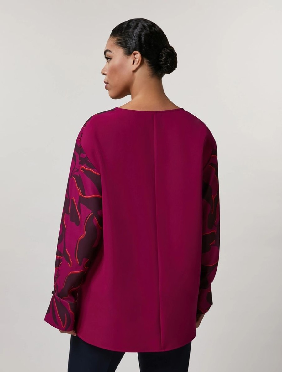 Vetements Marina Rinaldi | Blouse En Tissu Bi-Matiere Violet