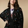 Vetements Marina Rinaldi | Cardigan Jacquard Brode Noir