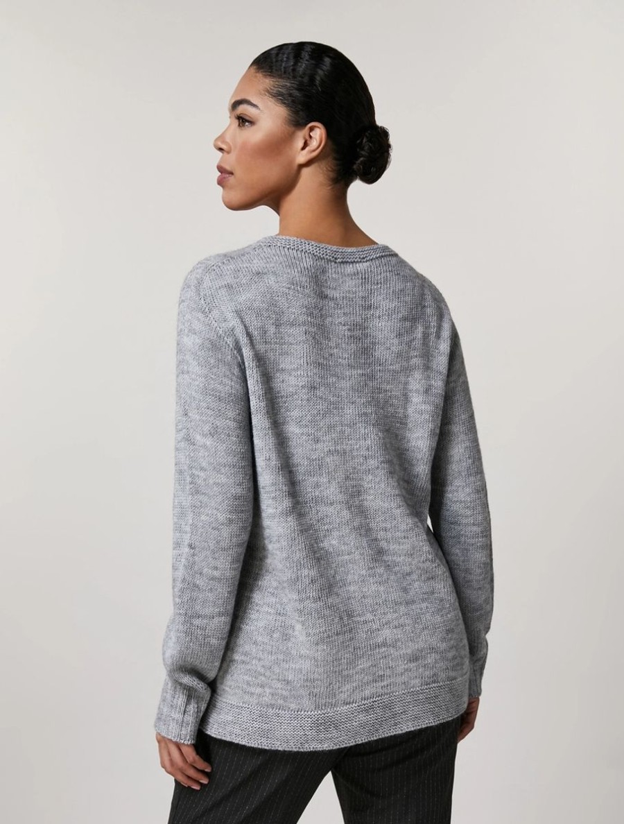 Vetements Marina Rinaldi | Pull En Laine, Viscose Et Alpaga Gris Clair