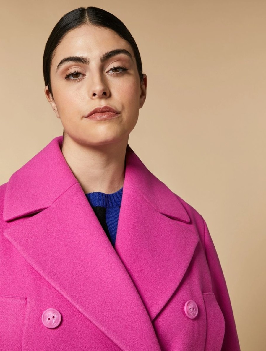 Vetements Marina Rinaldi | Caban En Tissu Jersey Fuchsia