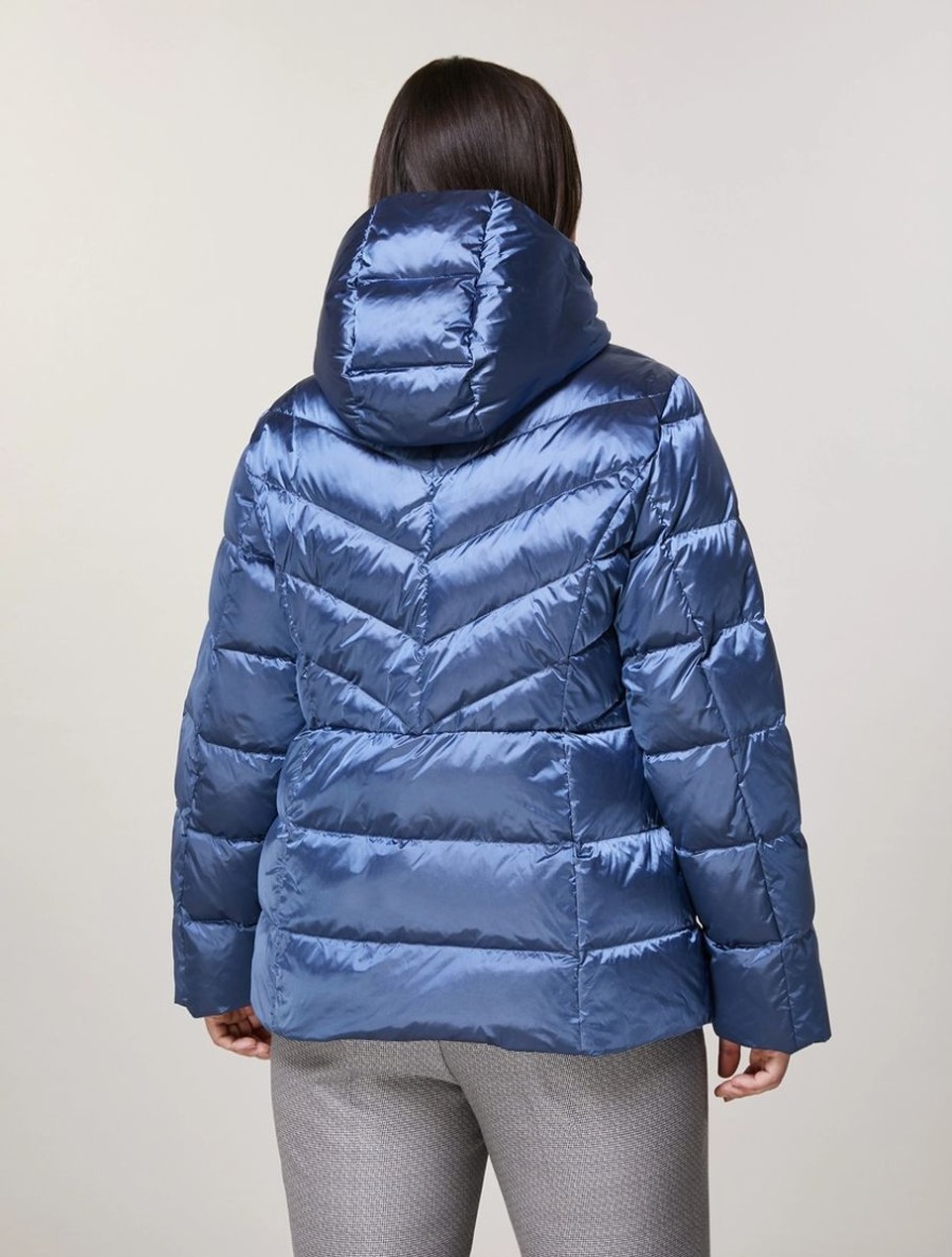 Vetements Marina Rinaldi | Doudoune En Nylon Brillant Bleu Ski