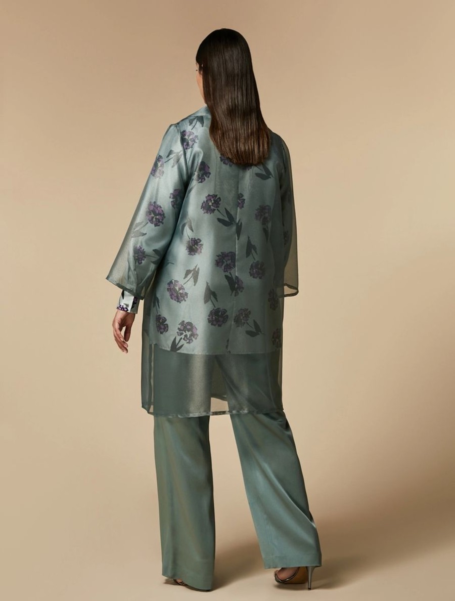 Vetements Marina Rinaldi | Manteau En Organza Lurex Vert